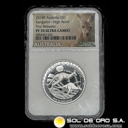 AUSTRALIA - 1 DOLLAR, 2018 - AUSTRALIAN KANGAROO - MONEDA DE PLATA