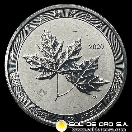 CANADA - 10 DOLLARS, 2020 - ELIZABETH II - 2 ONZAS - TUBO DE 20 ONZAS DE PLATA