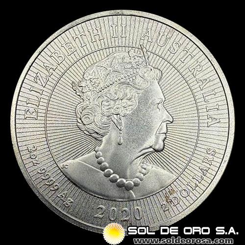 AUSTRALIA - 2 DOLLARS, 2020 - AUSTRALIAN KOOKABURRA - 2 OUNCES - MONEDA DE PLATA