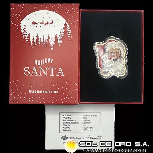 ISLAS SALOMON - 2 DOLLARS, 2020 - HOLIDAY SANTA - ONZA DE PLATA 999