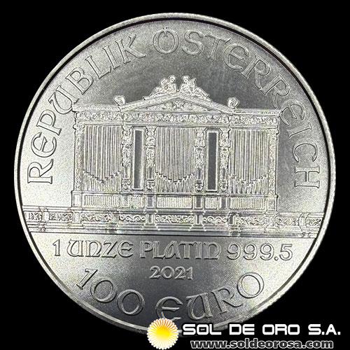 AUSTRIA - REPUBLIK OSTERREICH - 100 EURO, 2021 - MONEDA DE PLATINO