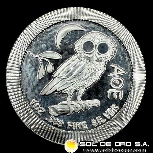NIUE - 2 DOLLARS, 2021 - BUHO - MONEDA DE PLATA