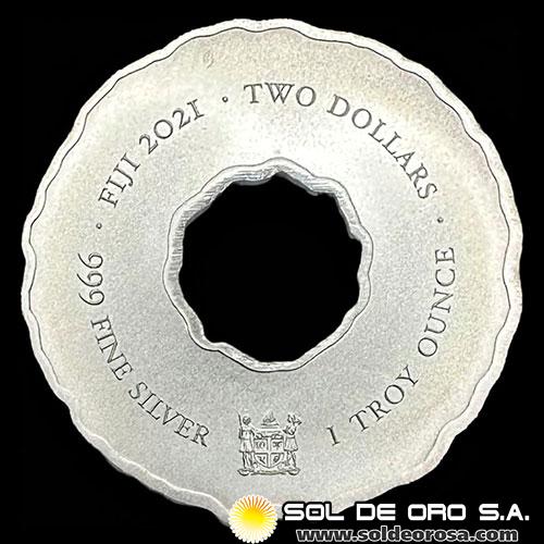 FIJI - 2 DOLLARS, 2021 - HOLIDAY WREATH - ONZA DE PLATA