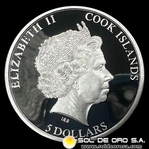 COOK ISLANDS - 5 DOLLARS, 2022 - IN MEMORIUM - MONEDA DE PLATA