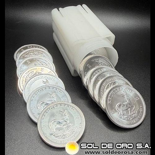 SUDAFRICA - KRUGERRAND, 2022 - TUBO DE 25 ONZAS DE PLATA PURA