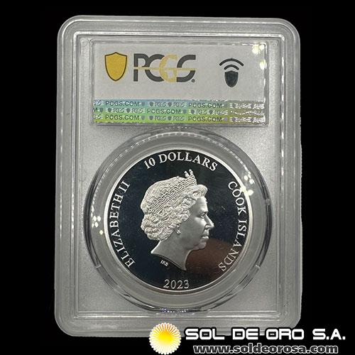 COOK ISLANDS - 10 DOLLARS, 2023 - THE VEXED MAN - ENCAPSULADO PCGS - MONEDA DE PLATA