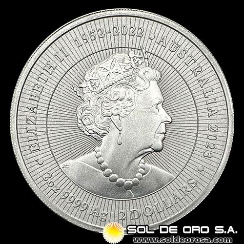 AUSTRALIA - 2 DOLLARS, 2023 - ASUTRALIAN KANGAROO - ELIZABETH II - MONEDA DE PLATA