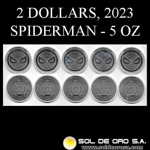 NIUE - 2 DOLLARS, 2023 - SPIDERMAN - SET DE 5 ONZAS DE PLATA