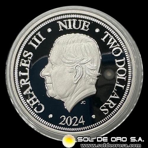 NIUE - 2 DOLLARS, 2024 - MINNIE MOUSE - CHARLES III - MONEDA DE PLATA