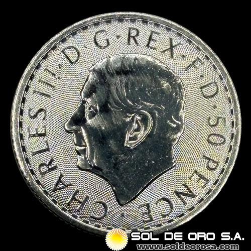 INGLATERRA - 50 PENCE, 2026 - CHARLES III - TUBO DE 5 ONZAS DE PLATA
