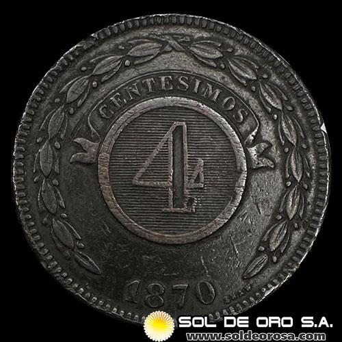 NUMIS - REPUBLICA DEL PARAGUAY - 4 CENTESIMOS - 1870 - MONEDA DE COBRE