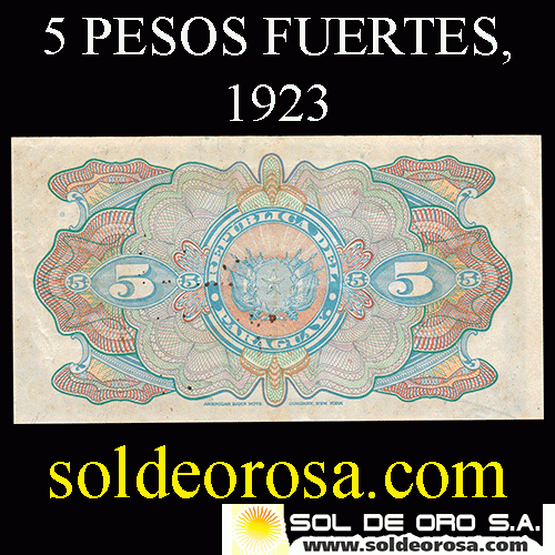 NUMIS - BILLETE DEL PARAGUAY - 1923 - CINCO PESOS FUERTES (MC 181.a) - FIRMAS: MARIANO MORESCHI - ALFREDO JACQUET - OFICINA DE CAMBIOS