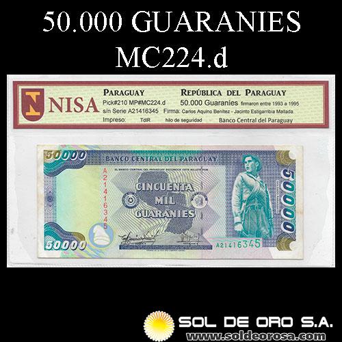 NUMIS - BILLETES DEL PARAGUAY - 1981 - CINCUENTA MIL GUARANIES (MC224.d) - FIRMAS: CARLOS AQUINO BENITEZ - JACINTO ESTIGARRIBIA MALLADA - BANCO CENTRAL DEL PARAGUAY