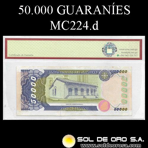 NUMIS - BILLETES DEL PARAGUAY - 1981 - CINCUENTA MIL GUARANIES (MC224.d) - FIRMAS: CARLOS AQUINO BENITEZ - JACINTO ESTIGARRIBIA MALLADA - BANCO CENTRAL DEL PARAGUAY