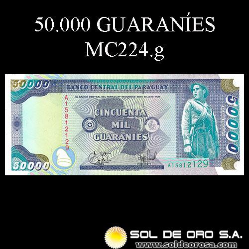 NUMIS - BILLETES DEL PARAGUAY - 1995 - CINCUENTA MIL GUARANIES (MC224.g) - FIRMAS: EDGAR ISIDRO CACERES VERA - HERMES GOMEZ GINARD - BANCO CENTRAL DEL PARAGUAY