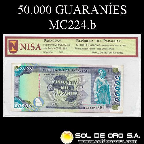 NUMIS - BILLETES DEL PARAGUAY - 1981 - CINCUENTA MIL GUARANIES (MC224.b) - FIRMAS: RUBEN FALCON - JOSE ENRIQUE PAEZ - BANCO CENTRAL DEL PARAGUAY    