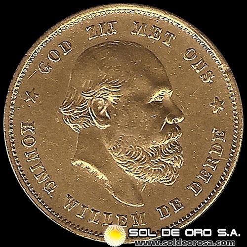 HOLANDA - KONING WILLEM DE DERDE - 10 GULDEN - 1876 - MONEDA DE ORO