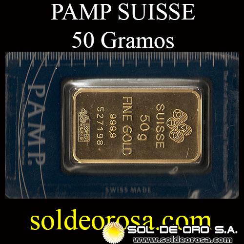 PAMP - SWISS MADE - Barra de Oro Puro: 50 Gramos - BARRA DE ORO / GOLD 999.9 