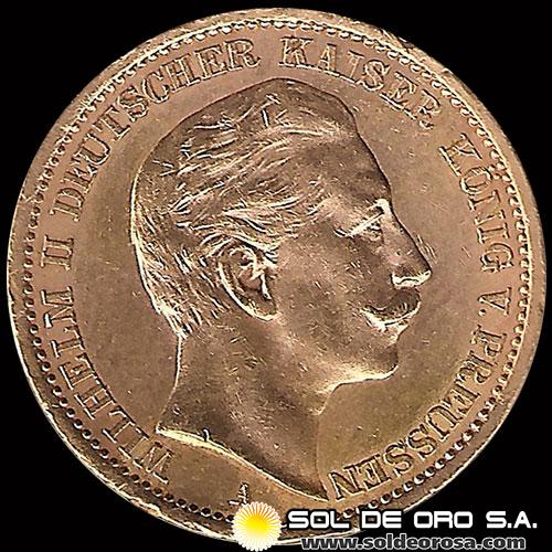 ALEMANIA - 20 MARCOS - WILHELM II DEUTSCHER KAISER KONIG V. PREUSSEN - 1906 - MONEDA DE ORO