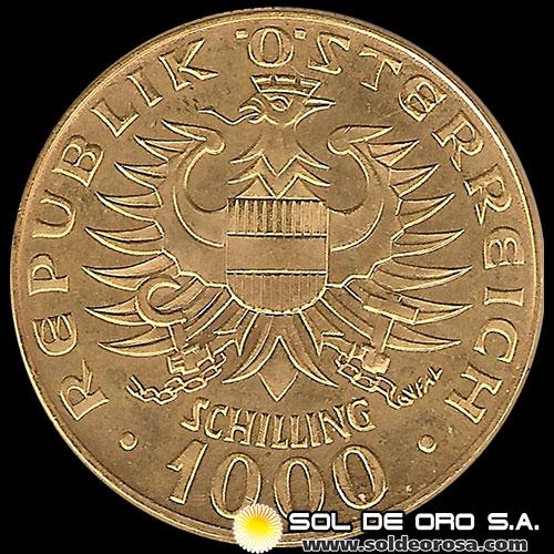 AUSTRIA - REPUBLIK OSTERREICH - 1.000 SCHILLING, 1976 - MONEDA DE ORO