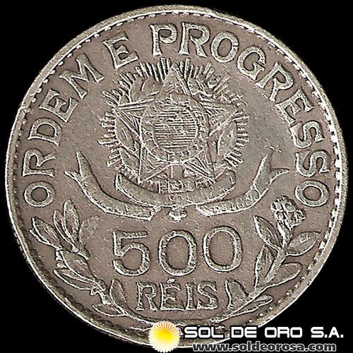 BRASIL - 500 REIS, 1913 - MONEDA DE PLATA