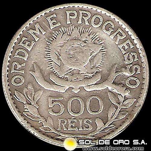 BRASIL - 500 REIS, 1913 - MONEDA DE PLATA