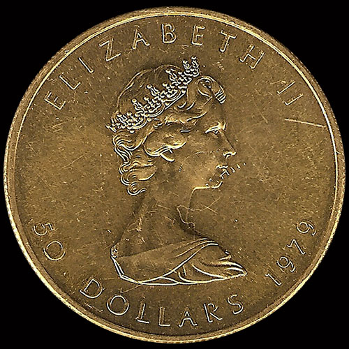 CANADA - HOJA DE MAPPLE 1 ONZA, 50 DOLLARS, 1979 - MONEDA DE ORO 999 - ONZA DE ORO 24K