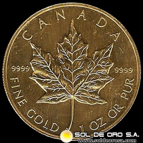 CANADA - HOJA DE MAPPLE 1 ONZA, 50 DOLLARS - 1.992 - MONEDA / ONZA DE ORO 999