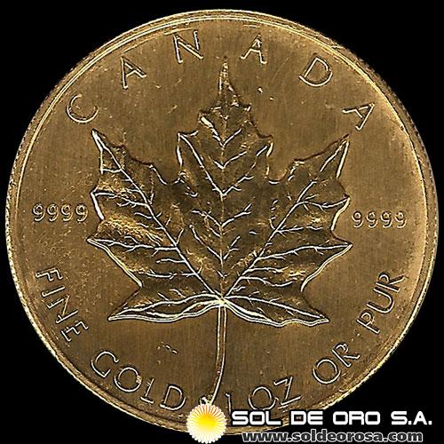 CANADA - HOJA DE MAPPLE 1 oz., 50 DOLLARS - 1986 - MONEDA DE ORO