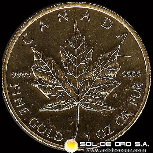 CANADA - HOJA DE MAPPLE 1 oz., 50 DOLLARS, 2010 - MONEDA / ONZA DE ORO 999 - 24 KILATES