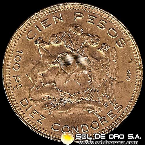 REPUBLICA DE CHILE - 100 PESOS - 1947 - MONEDA DE ORO