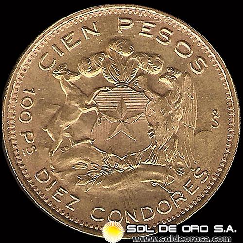 REPUBLICA DE CHILE - 100 PESOS - 1960 - MONEDA DE ORO 