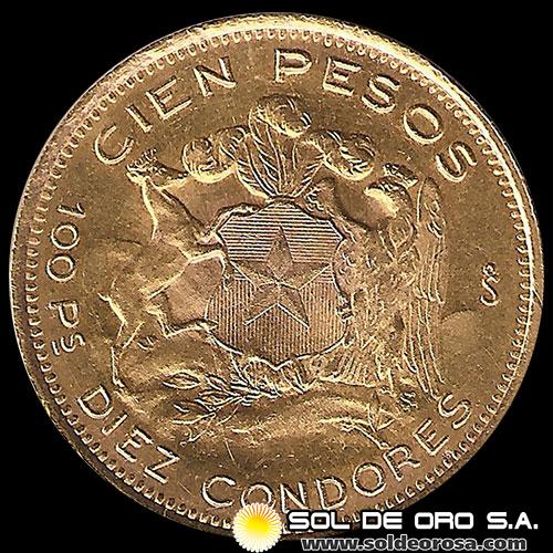 CHILE - 100 PESOS, 1960 - MONEDA DE ORO