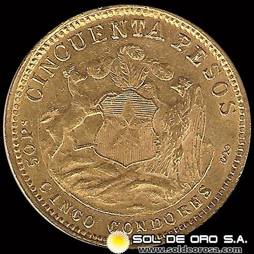 REPUBLICA DE CHILE - 50 PESOS (5 CONDORES) - 1926 - MONEDA DE ORO