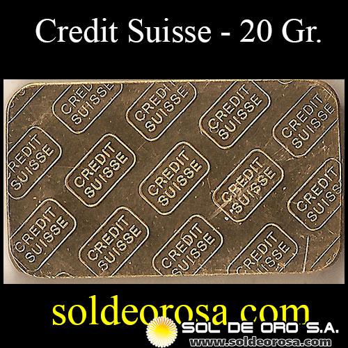 CREDIT SUISSE - Peso bruto/neto: 20 Gramos - BARRA DE ORO 24K - 999.9