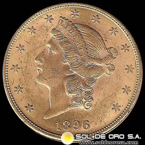 ESTADOS UNIDOS DE AMERICA - 20 DOLARES, 1896 - MONEDA DE ORO