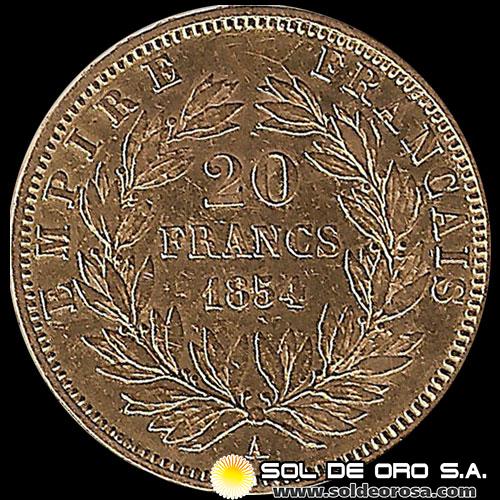 FRANCIA - EMPIRE FRANCAIS - NAPOLEON III - 20 FRANCOS, 1854 - MONEDA DE ORO
