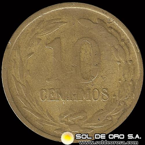 NUMIS - MONEDAS DEL PARAGUAY - 10 CENTIMOS - 1944 - MONEDA DE ALUMINIO Y BRONCE