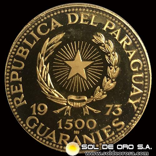72 - PARAGUAY - PM 101 - 1.500 GUARANIES, 1973 - Motivo: MARISCAL FRANCISCO SOLANO LOPEZ - MONEDAS CONMEMORATIVAS DE ORO