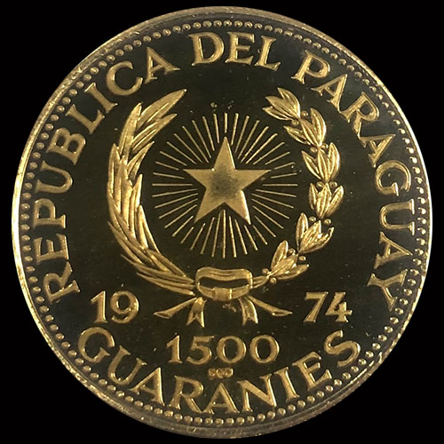 72 - PARAGUAY - PM 151 - 1.500 GUARANIES, 1974 - Motivo: ALBERT EINSTEIN - MONEDAS CONMEMORATIVAS DE ORO