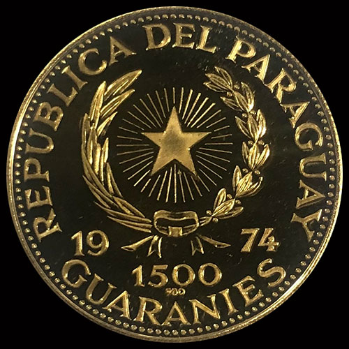 72 - PARAGUAY - PM 148 - 1.500 GUARANIES, 1974 - Motivo: PAPST JOHANNES XXIII - MONEDAS CONMEMORATIVAS DE ORO