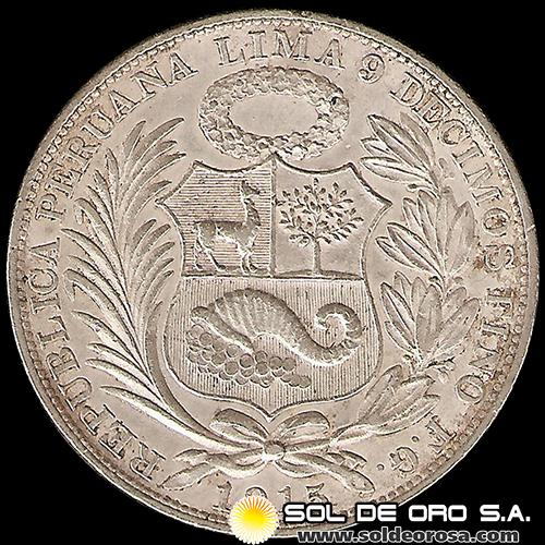 NA4 - REPUBLICA PERUANA - 1 SOL - 1915 - MONEDA DE PLATA