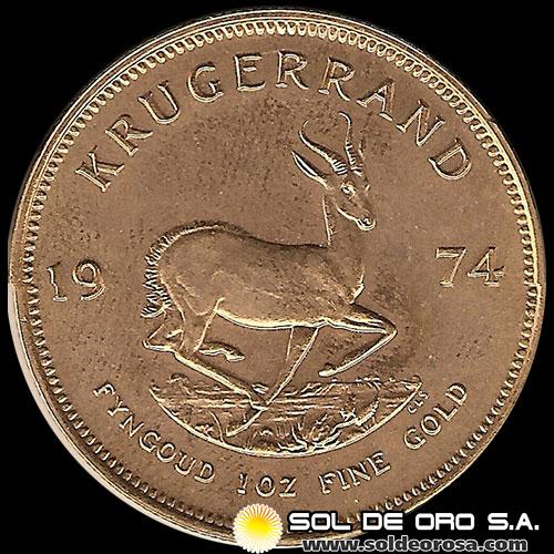 SUDAFRICA - KRUGERRAND, 1974 - ONZA / MONEDA DE ORO