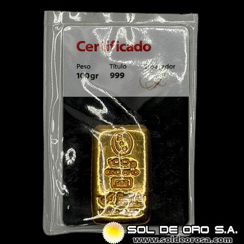 ALTESSE - ARGENTINA - 100 GRAMOS - BARRA DE ORO 24K