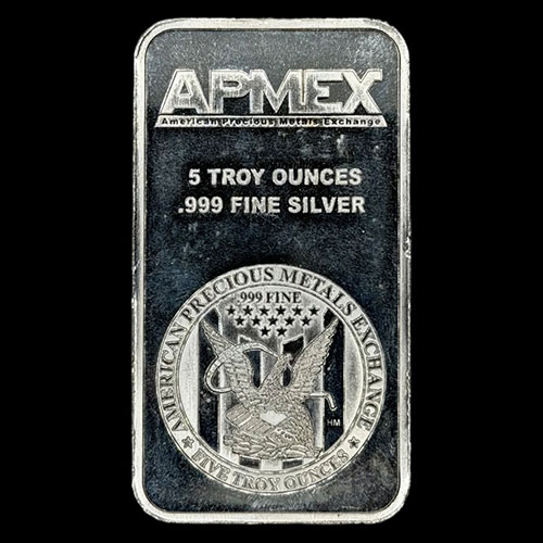 APMEX - 5 OUNCES - BARRA DE PLATA PURA