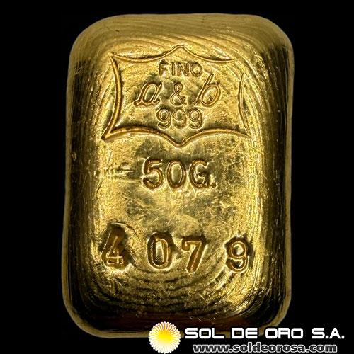 A&B REFINERIA - 50 GRAMOS - BARRA DE ORO 24K