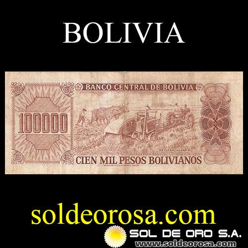 BANCO CENTRAL DE BOLIVIA - 100.000 PESOS BOLIVIANOS, 1984