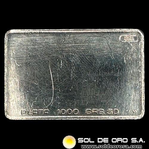 VENEZUELA - SIMON BOLIVAR - LINGOTE DE PLATA PURA