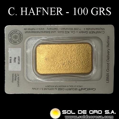 C. HAFNER - 100 GRAMOS - BARRA DE ORO 24K