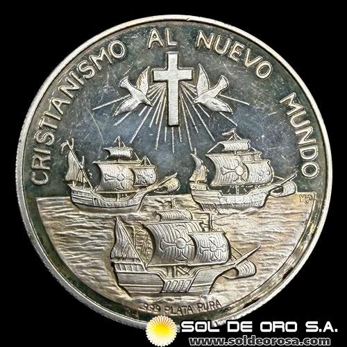 NUMIS - CRISTIANISMO AL NUEVO MUNDO - CRISTOBAL COLON - 2 OUNCES - MEDALLA DE PLATA PURA